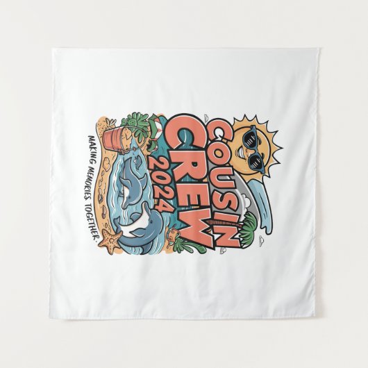 Neef crew 2024 Zomer Vakantie Strand Familie Trip Wandkleed (Voorkant (horizontaal))