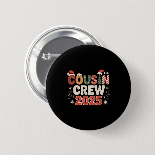 Neef Crew Kerstmis 2025 Familie Matching Xmas Ronde Button 5,7 Cm (Voorkant /achterkant)