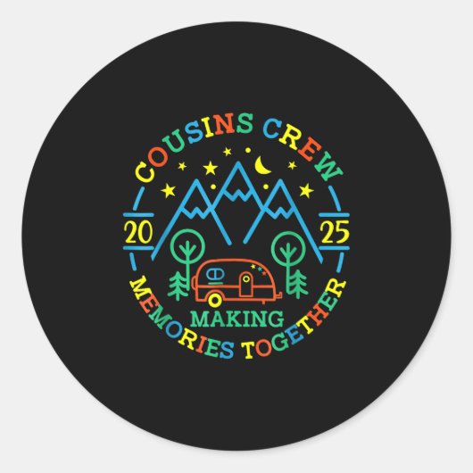 Neef Crew maakt herinneringen 2025 Familiereünie T Ronde Sticker (Voorkant)