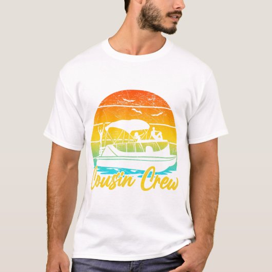 Neef Crew Pontoon Boat Summer Retro Sunset Lake T-shirt (Voorkant)