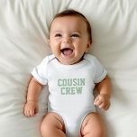 Neef Crew | Sage Kinder Baby Romper<br><div class="desc">Aangepast afgedrukt apparaat, voorzien van een afbeelding met de afbeelding "Neef Crew" of een andere aangepaste tekst. Gebruik de ontwerphulpmiddelen om de tekstdoopvonten en de kleuren uit te geven of uw eigen foto's toe te voegen aan creëer een van een soort douane t-shirt ontwerp. Maak een keuze uit een breed...</div>