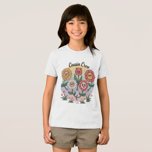 Neef Crew Schattig Bloemmotief Tri-Blend Shirt (Voorkant volledig)