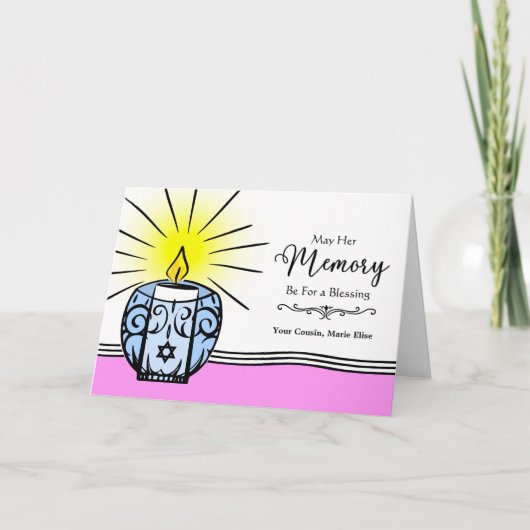 Neef Custom Yahrzeit Joods Jubileum van de Dood Kaart (Voorkant)