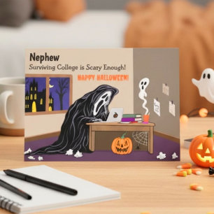 Neef Doodgraver Weg op Universiteit Halloween Kaart