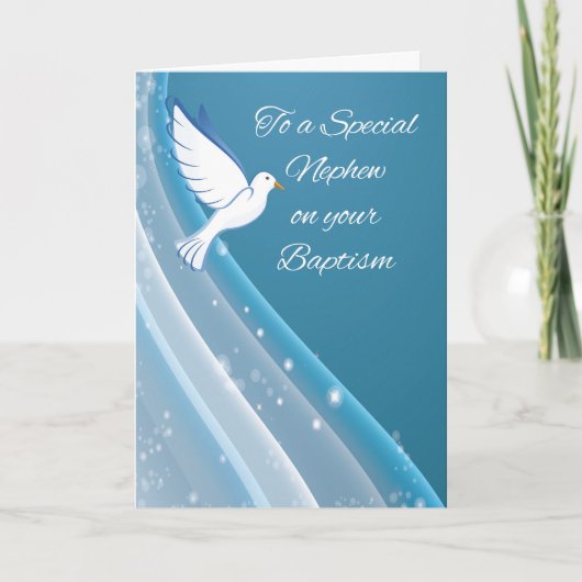 Neef doop, duif op blauwe wateren kaart (Voorkant)