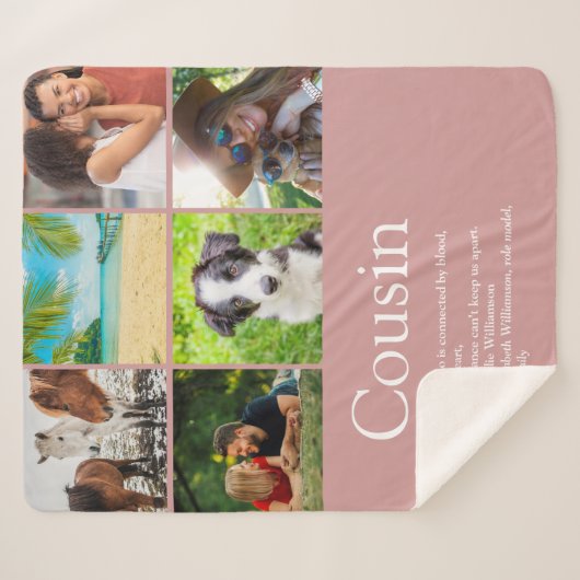 Neef Dusty Roos Roze Fotocollage Sherpa Deken (Voorkant (horizontaal))