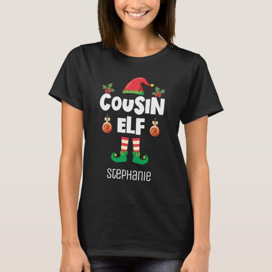 Neef elf familie bijpassende kerstkleding naam t-shirt (Voorkant)