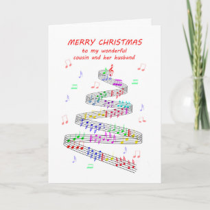 Neef en haar Husband Sheet Music Kerstmis Feestdagen Kaart