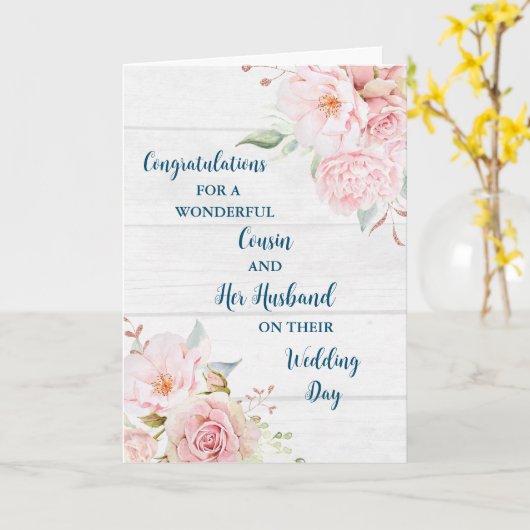 Neef en haar man trouwdag gefeliciteerd kaart (Gele Bloem)