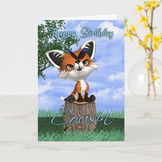 Neef- en nachtkaartje met uistuif en vlinder kaart (Gele Bloem)