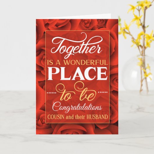 Neef- en Partner Wedding Congrats Red Roses Kaart (Gele Bloem)