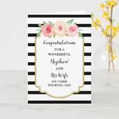 Neef en vrouw trouwdag gefeliciteerd kaart (Gele Bloem)