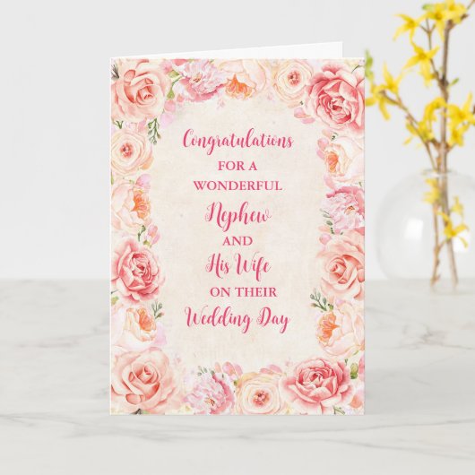 Neef en zijn vrouw trouwdag gefeliciteerd kaart (Gele Bloem)