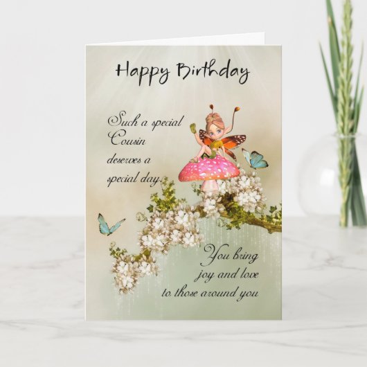 Neef Fairy Verjaardag Kaart met Blossom (Voorkant)