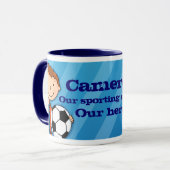 Neef football voetbalheld "jouw naam" mok blauw (Voorkant links)