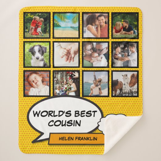 Neef Fotocollage Modern Cool Fun Comic Sherpa Deken (Voorkant)