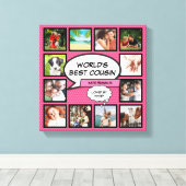 Neef Fun Meisjesachtig Roze Cool Comic Fotocollage Canvas Afdruk (Insitu (Houten vloer))