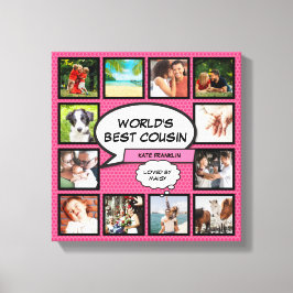 Neef Fun Meisjesachtig Roze Cool Comic Fotocollage Canvas Afdruk