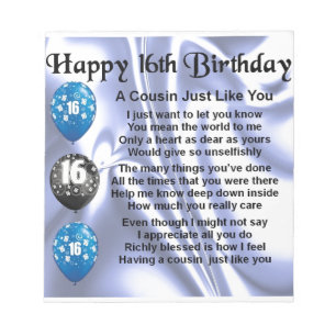 Neef gedicht 16e verjaardag - blauw notitieblok