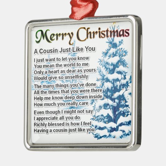 Neef gedicht - kerstontwerp metalen ornament (Links)