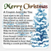 Neef gedicht - kerstontwerp vierkante sticker (Voorkant)