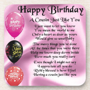 Neef gedicht - roze - Happy Birthday Onderzetter