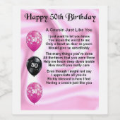 Neef Gedicht Wijnflesje Label - 50ste Verjaardag Wijn Etiket (Enkel label)