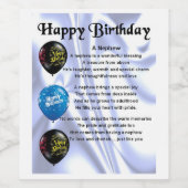 Neef Gedicht Wijnflesje Label Happy Birthday Wijn Etiket (Enkel label)