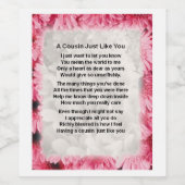 Neef Gedicht Wijnflesje Label - Roze Bloemen Wijn Etiket (Enkel label)