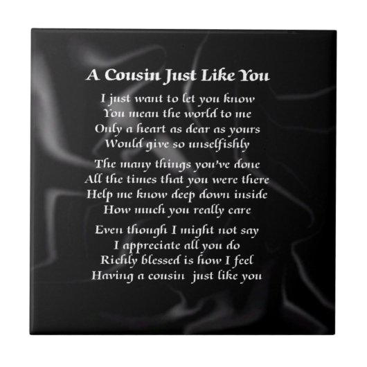 Neef gedicht - Zwarte Zijde Tegeltje (Voorkant)