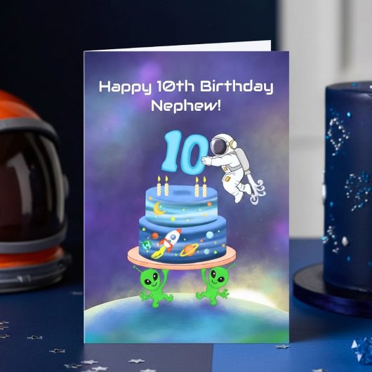 Neef Gefeliciteerd 10e verjaardag Astronaut Kaart