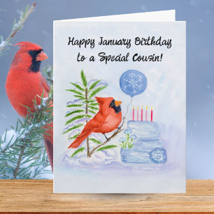 Neef Gelukkig Januari Verjaardags Kardinaal met Ta Kaart