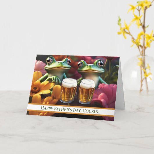 Neef Gelukkige Vaderdag met Grappige Kikkers Kaart (Gele Bloem)