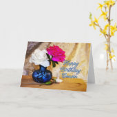 Neef, Gelukkige Verjaardag met geschilderde rozen Kaart (Gele Bloem)