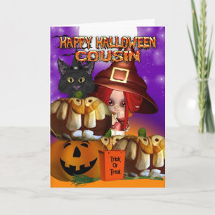 Neef Halloween heks kat pompoen jack op lantaarn Kaart