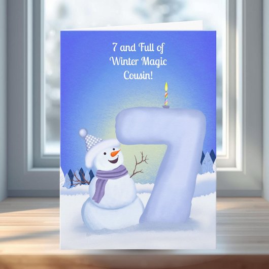 Neef Happy 7e verjaardag Sneeuwman Kaart