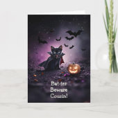 Neef Happy Halloween Vampire Kat Funny Kaart (Voorkant)