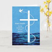 Neef Jubileum van Baptism Dove en Cross Kaart (Gele Bloem)