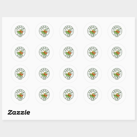 Neef Kamp 2025 Camping Tribe Zomer Vakantie _1 Ronde Sticker (Vel)