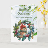 Neef Kerst Uil Dier Wilde Natuur Kaart (Gele Bloem)