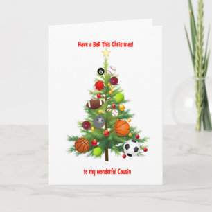Neef kerstboom versierd met ballen feestdagen kaart
