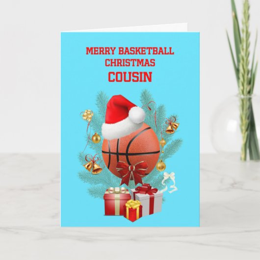 Neef Kerstmis Basketbal Feestdagen Kaart (Voorkant)
