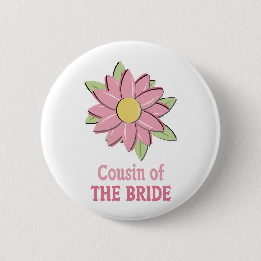 Neef met roze bloem ronde button 5,7 cm (Voorkant)