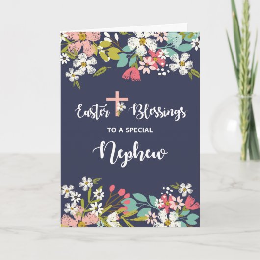 Neef Pasen Zegeningen van Verrezen Christus Bloeme Kaart (Voorkant)