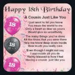 Neef Poem 18th Birthday Pink Vierkante Sticker<br><div class="desc">Een groot cadeau voor een neef op hun 18e verjaardag</div>