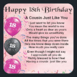 Neef Poem 18th Birthday Pink Vierkante Sticker<br><div class="desc">Een groot cadeau voor een neef op hun 18e verjaardag</div>