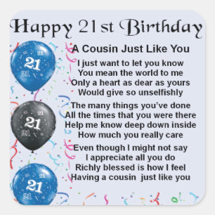 Neef Poem 21st Birthday Vierkante Sticker