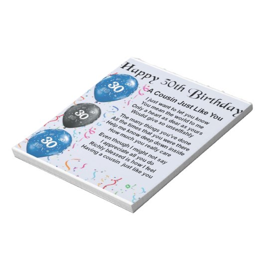 Neef Poem 30th Birthday Notitieblok (Linkerzijde)