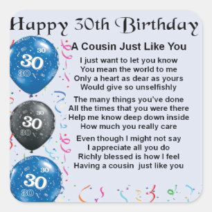 Neef Poem 30th Birthday Vierkante Sticker