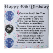 Neef Poem 40th Birthday Tegeltje (Voorkant)